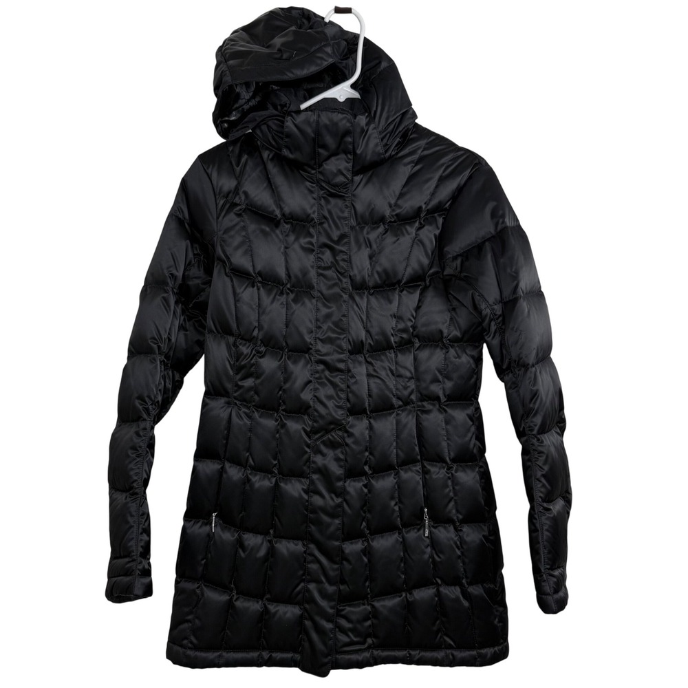 Spyder Timeless Down Puffer Jacket Women S Black Hooded Quilted Coat 700 Fill